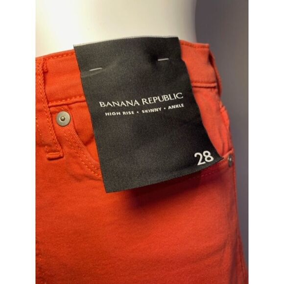 NEW Banana Republic High Rise Skinny Jeans Bright Tangerine Coral Size 28 NWT - Picture 4 of 9